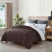 King Size Reversible Plush Soft Sherpa Comforter Quilt Chestnut