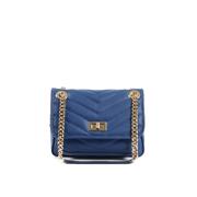Versace 1969 Women'S Blue Leather Handbag Oceanic Chic