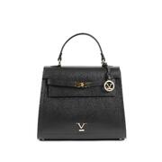 Noir Nobility V Italia By Versace 1969'S Black Leather Handbag