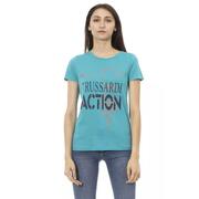 Light Blue Cotton Shirt Trussardi Action Women'S Casual Top - M