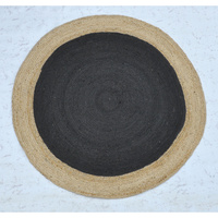 Jute Round Black Rug Black & Natural 200x200cm