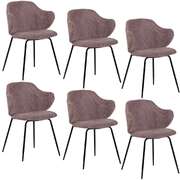 Set of 6 Dining Chairs with Corduroy Cord Fabric in Pink Strong Dining Chairs Modern Your
