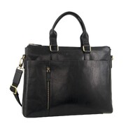 Leather Laptop Briefcase Business Bag - Black