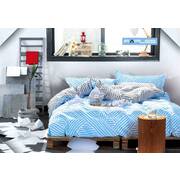 King Size Blue Zag Reversible Quilt Cover Set(3PCS)
