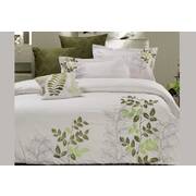 Queen Size Sylvan Green Leaf Pattern White Quilt Cover Set(3PCS)