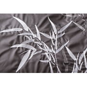 King Size Embroidered Bamboo Pattern Black Grey Quilt Cover Set (3PCS)