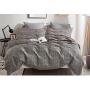 Queen Size Cotton Grey Rectangle Quilt Cover Set (3PCS)