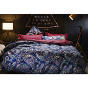 King Size Corliss Blue Paisley Quilt Cover Set (3PCS)