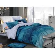 King Size 3pcs Turquoise Stripe Quilt Cover Set