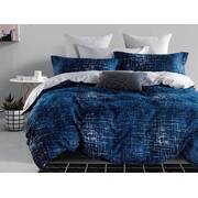 King Size 3pcs Navy Matrix Quilt Cover Set