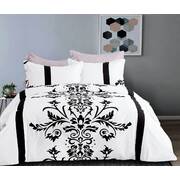 King Size 3pcs Black White Damask Quilt Cover Set