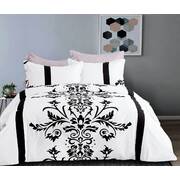 Queen Size 3pcs Black White Damask Quilt Cover Set