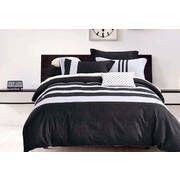 King Size 3pcs Black White Striped Quilt Cover Set