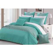 King Size 3pcs Turquoise Aqua Tuck Fold Fabric Quilt Cover Set