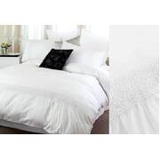 Queen Size 3pcs White Hollow Out Lace Quilt Cover Set