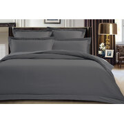Queen Size 500TC Cotton Sateen Quilt Cover Set (Charcoal Color)