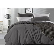 Single Size Charcoal Vintage Washed Cotton Quilt Cover Set(2PCS)