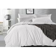 Queen Size White Vintage Washed Cotton Quilt Cover Set(3PCS)