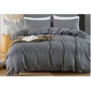 King Size Grey Vintage Washed Cotton Quilt Cover Set(3PCS)