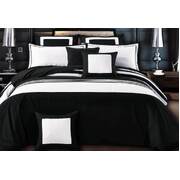 King Size Black-White Striped Quilt Cover Set(3PCS)