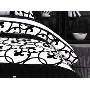 King Size White and Black Flocking Quilt Cover Set(3PCS)