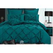 King Size Fantine Teal Diamond Pintuck Quilt Cover Set(3PCS)