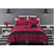 Super King Afton Red and Black Quilt Cover Set (3PCS)