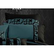 King Size Dark Teal Black Flocking Quilt Cover Set(3PCS)