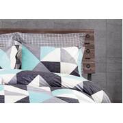 Queen Size Cotton Aqua Zig Zag Quilt Cover Set (3PCS)