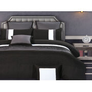 King Size Black and Grey Rich Pintuck Quilt Cover Set (3PCS)