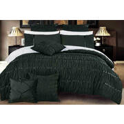 King Size Black Horizontal Cross Weave Quilt Cover Set (3PCS)