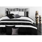 Super King Size Black White Striped Quilt Cover Set(3PCS)