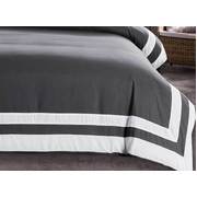 King Size White Square Pattern Charcoal Grey Quilt Cover Set (3PCS)
