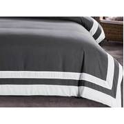 Queen Size White Square Pattern Charcoal Grey Quilt Cover Set (3PCS)