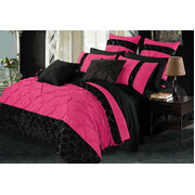 Super King Size Black & Hot Pink Sequins Quilt Cover Set (3PCS)