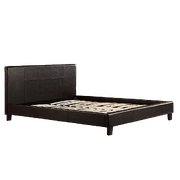 Queen Pu Leather Bed Frame Brown