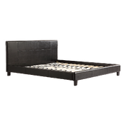 King Pu Leather Bed Frame Brown