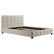 Double Pu Leather Deluxe Bed Frame White