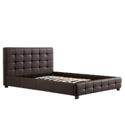 Double Pu Leather Deluxe Bed Frame Brown