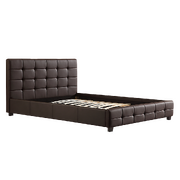 Queen Pu Leather Deluxe Bed Frame Brown