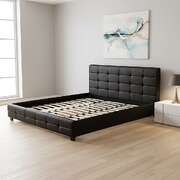 King PU Leather Deluxe Bed Frame Black