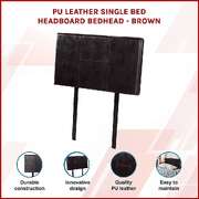 PU Leather Single Bed Headboard Bedhead - Brown