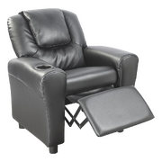 Pu Leather Kids Recliner With Drink Holder