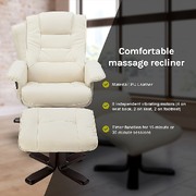 Adjustable Pu Leather Massage Chair Recliner Ottoman Lounge With Remote