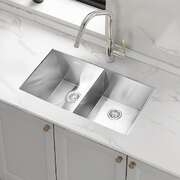820x457mm Handmade 1.2mm Stainless Steel Undermount Topmount Kitchen Laundry Sink with Waste