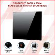 Toughened 90cm x 75cm Black Glass Kitchen Splashback