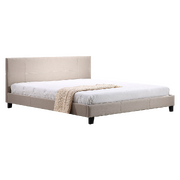 King Linen Fabric Bed Frame Beige