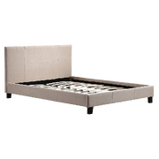 Double Linen Fabric Bed Frame Beige