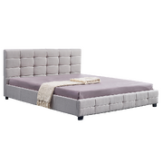 Linen Fabric King Deluxe Bed Frame Beige