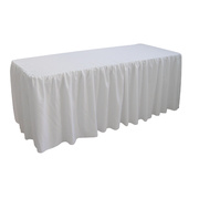 6 Foot Gathered White Table Cloth Trestle Cover